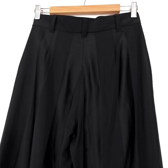 ESCADA Wool Wide Leg Trouser Split Hem Dress Pant Black Satin Stripe Old Money - Picture 8 of 15